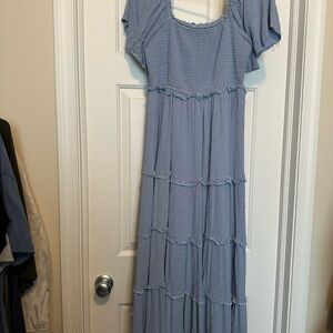 Baltic Born Elegant Blue Tiered Maxi Dress